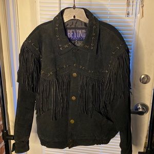 Women’s beyond leather black suede jacket size medium